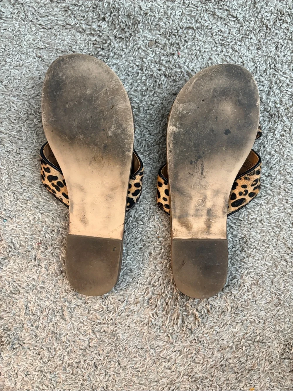 J. Crew Leopard Crisscross Slide Sandals in Tan and Black